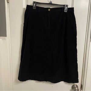 ORVIS Vintage Women’s Pin Wale Corduroy Midi Skirt Sz 14 Lightweight Black